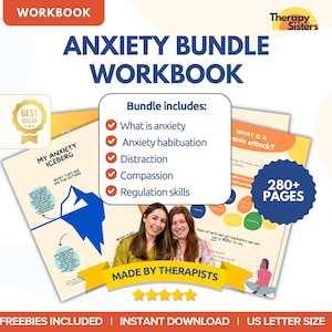 Méga lot d'anxiété | Ressources psychologiques Feuilles de travail sur la thérapie Ressources pour l'orientation scolaire Cartes sur les soins personnels Cartes sur la décoration de bureau pour la thérapie Cartes DBT