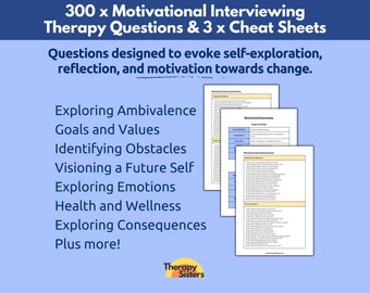 Motivational Interviewing Therapy Questions  | MI Therapy Psychotherapy Notes NCE Notes Social Worker Therapy Notes CBT Counsellor Notes