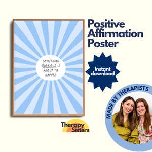 Positive Affirmation Therapy Office Decor Poster | Therapy Office Art Psychology Counselling Office Anxiety DBT Resource Feelings Poster CBT