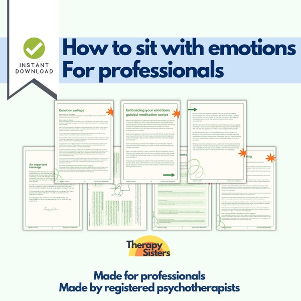 Sitting with Emotions Worksheets for Professionals | Sitting with Feelings Emotions Worksheets Therapist Cheatsheets