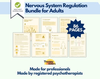 Nervous System Regulation Worksheet Bundle | Polyvagal Theory Prefrontal Cortex Trauma Therapy Autonomic Nervous System Trauma Counselor CBT