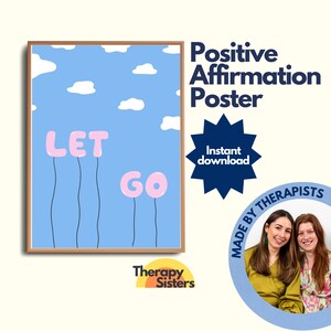 Positive Affirmation Therapy Office Decor Poster | Therapy Office Art Psychology Counselling Office Anxiety DBT Resource Feelings Poster CBT