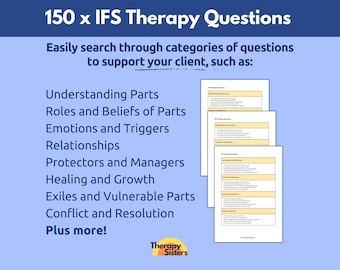 150 IFS Therapy Questions | Internal Family Systems Therapy Interventions Therapy Cheat Sheet Phrases ACT Counselor Questions Treatment Goal