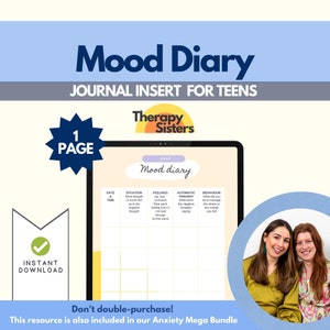 Digitaal stemmingsdagboek | Dagelijkse stemmingstracker Stemmingsdagboek Stemmingsgrafiek Gevoelens Emotietracker Stemmingslogboek Zelfzorgdagboek CBT-dagboek DBT afdrukken
