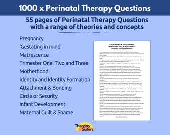 1000 Perinatal & Postnatal Therapy Questions  | Therapy Interventions Therapy Cheat Sheet Phrases IFS Therapy ACT Counselor Questions