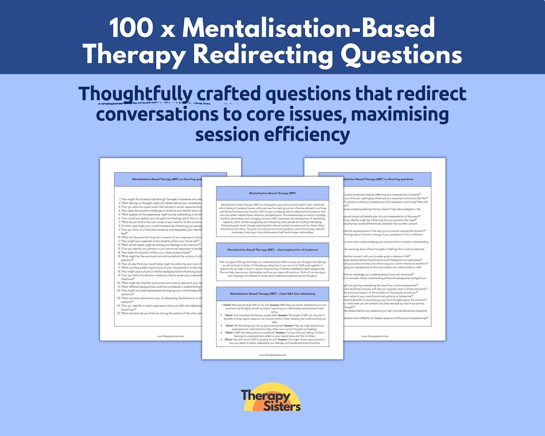 100 MBT Redirecting Therapy Questions Mentalization Based Therapy