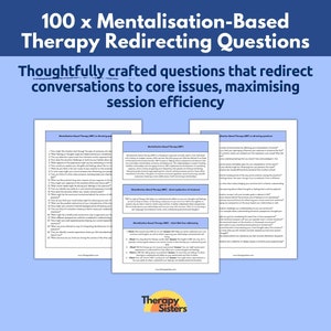 100 MBT Redirecting Therapy Questions | Mentalization Based Therapy Questions Therapy Cheat Sheet Phrases Therapy Counselor Questions DBT
