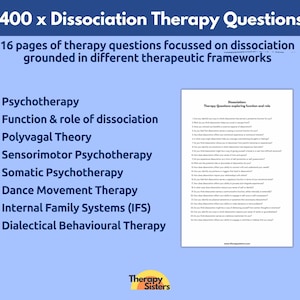 400 Dissociation Therapy Questions Bundle | Therapy Interventions Therapy Cheat Sheet Phrases IFS Therapy ACT Counselor Questions DBT