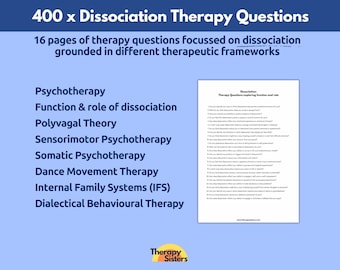 400 Dissociation Therapy Questions Bundle | Therapy Interventions Therapy Cheat Sheet Phrases IFS Therapy ACT Counselor Questions DBT