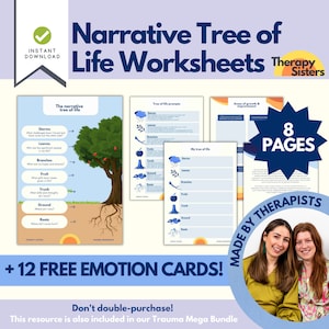 Narrative Therapy Tree of Life Worksheets | Life Story Trauma Therapy DBT Therapy Tools Emotion Focused Therapy Teen Social Anxiety