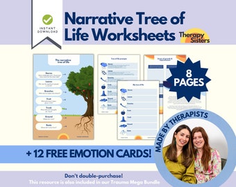 Narrative Therapy Tree of Life Worksheets | Life Story Trauma Therapy DBT Therapy Tools Emotion Focused Therapy Teen Social Anxiety