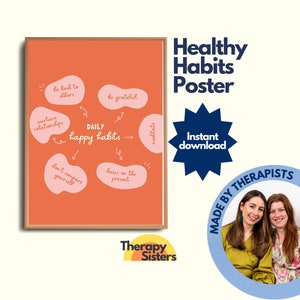 Gezonde gewoontenposter | Groei Mindset Therapie Kantoor Decor CBT Poster Counselor Kantoor Decor Kalmeren Hoek Poster DBT Kaarten Psycholoog