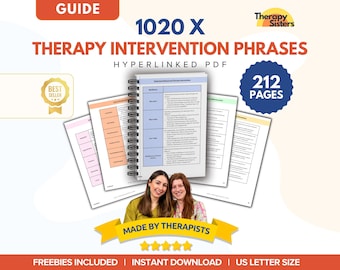 1020 x Therapy Intervention Phrases | HIPAA Compliant Progress Notes Therapy Cheat Sheet Phrases Counseling Resources Therapy Resources