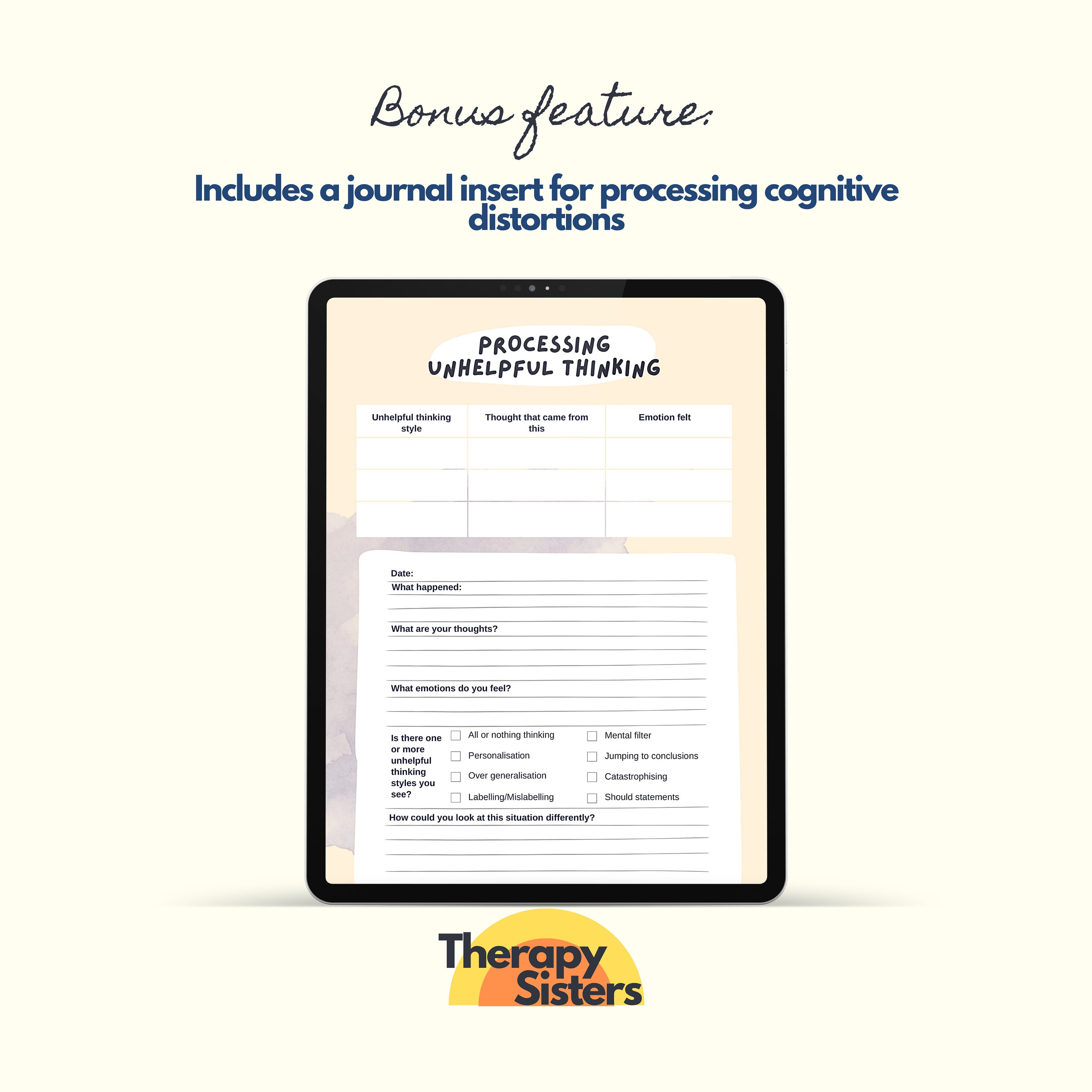 Cognitive Distortions Worksheets Process Unhelpful Thinking Styles ...