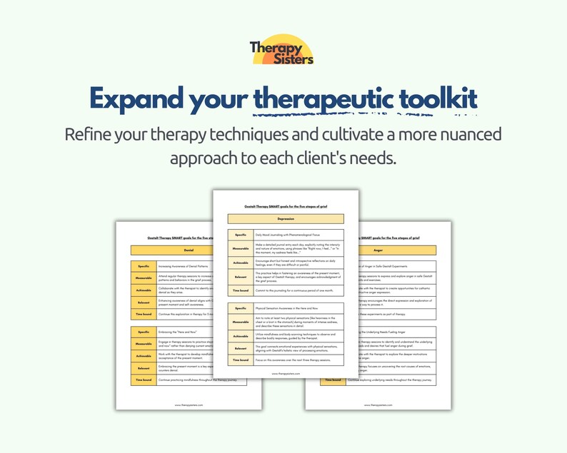 Gestalt Therapy SMART Goals for Grief Therapy | Grief Workbook Grief ...