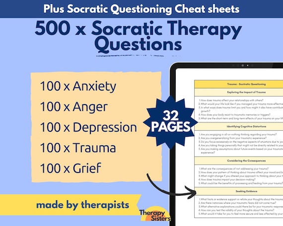 500 Socratic Questioning Therapy Questions | Intervention Phrases HIPAA Compliant Progress Notes Therapy Cheat Sheet Therapy ACT Counselor