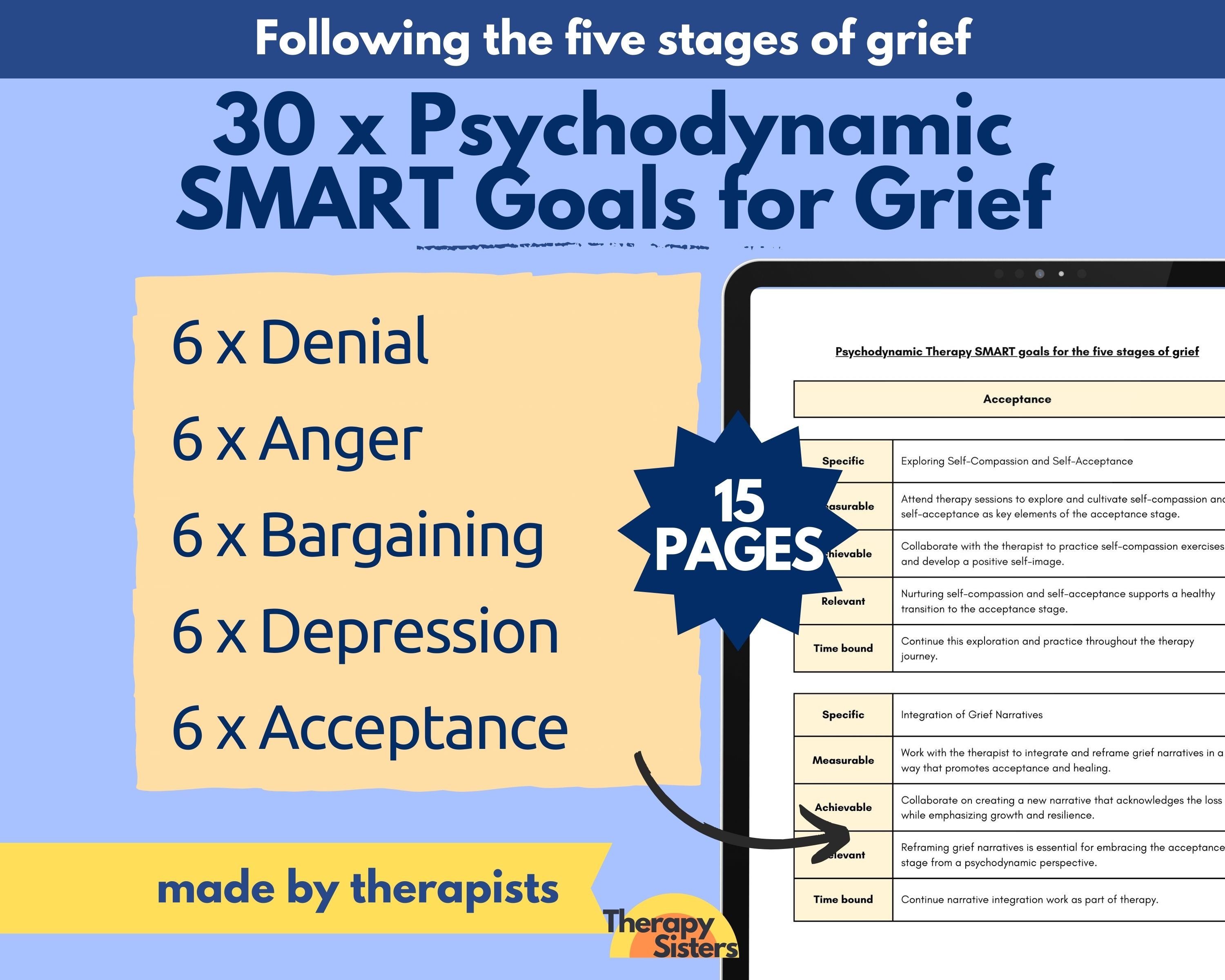 Psychodynamic Therapy SMART Goals for Grief Therapy Grief Workbook ...