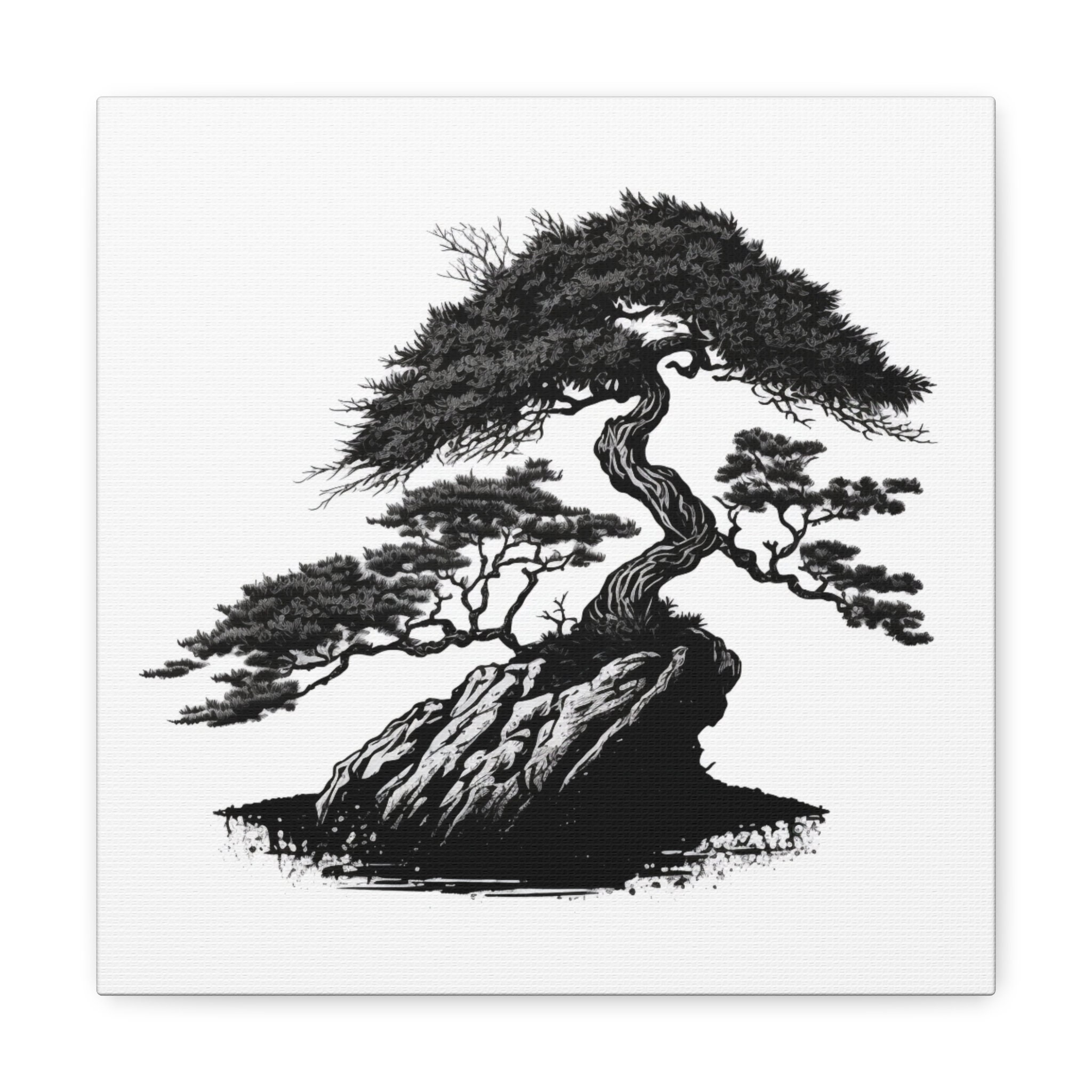 Black and White Bonsai Tree Canvas Print 2 Etsy