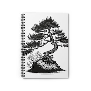 Black and White Bonsai Tree Spiral Notebook #1