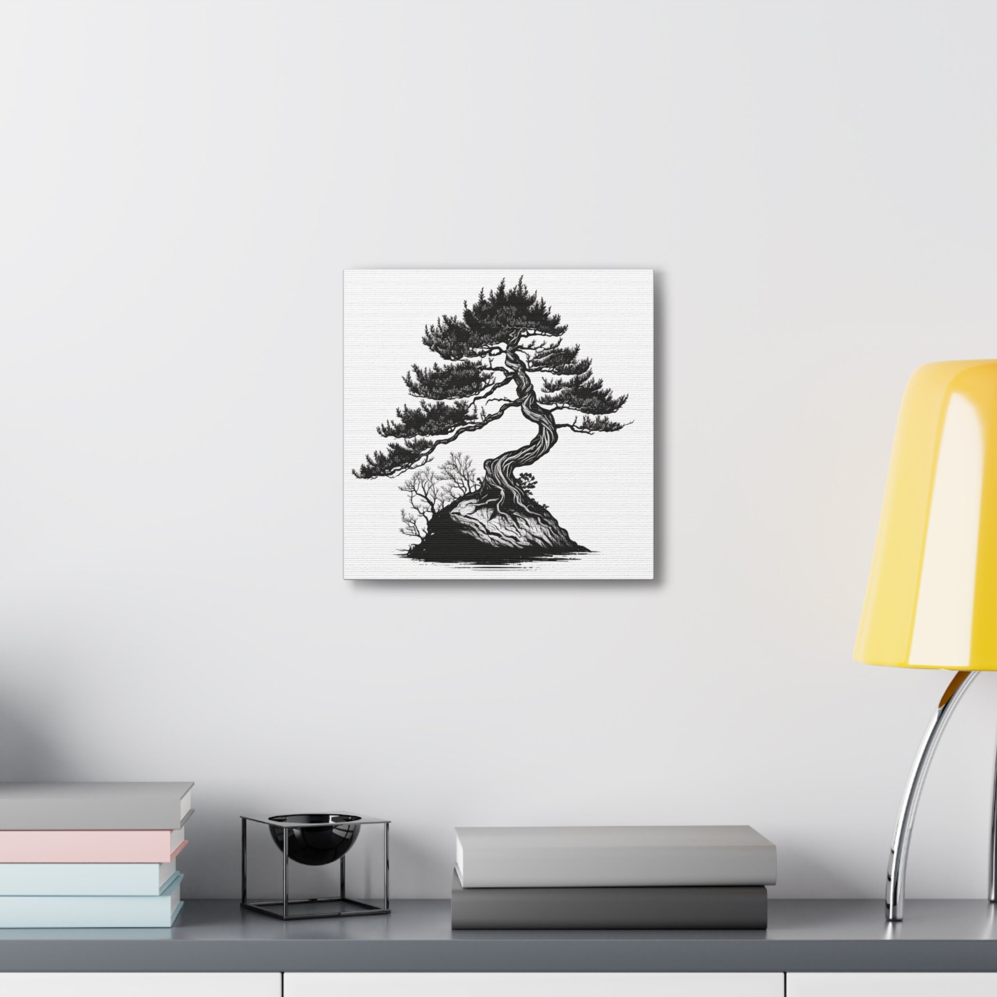Black and White Bonsai Tree Canvas Print 1 Etsy