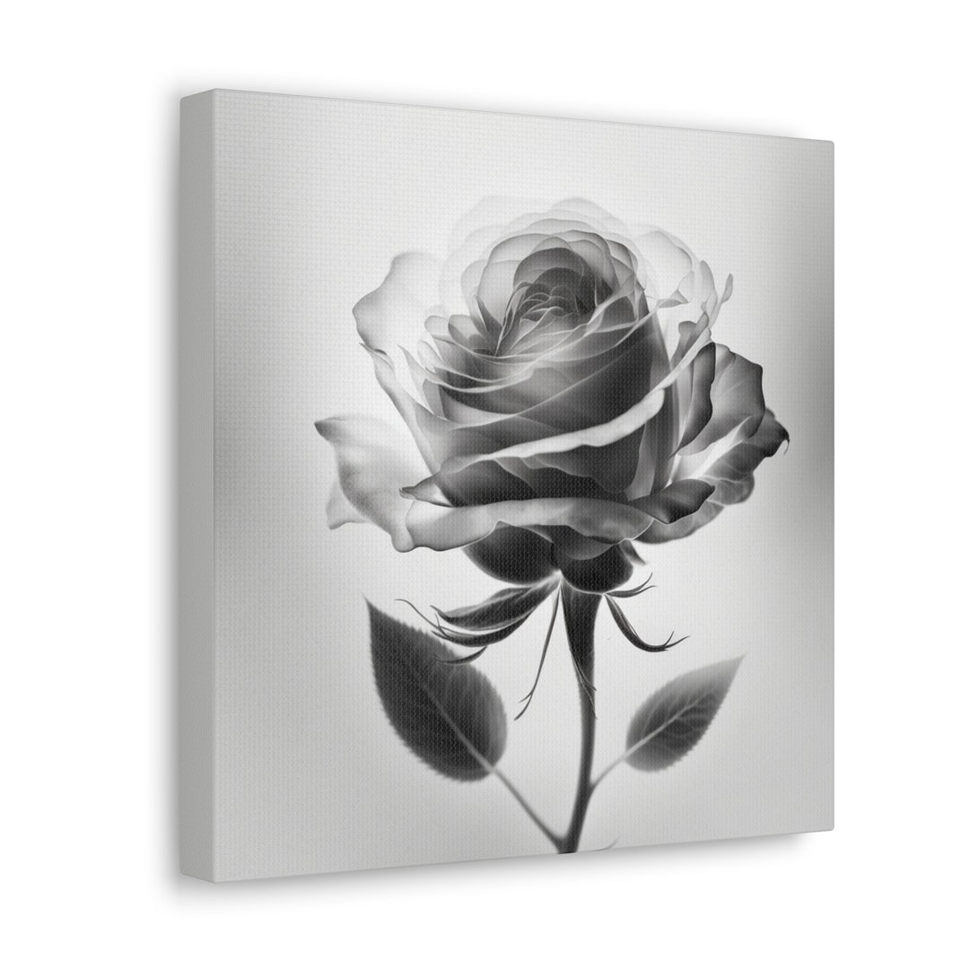 Black and White Rose Bloom Canvas Print - Etsy