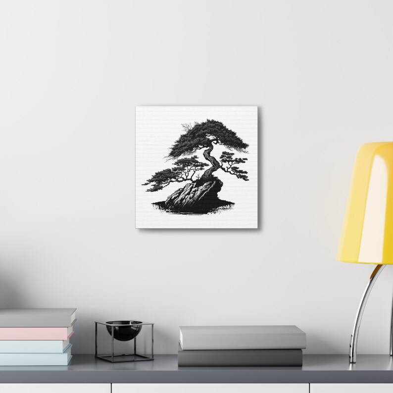 Black and White Bonsai Tree Canvas Print 2 - Etsy