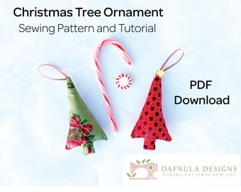 Christmas Tree Ornament Sewing Pattern - DIY Ornament with Tutorial - Simple Pattern for Christmas Ornament - DIY Holiday Decoration