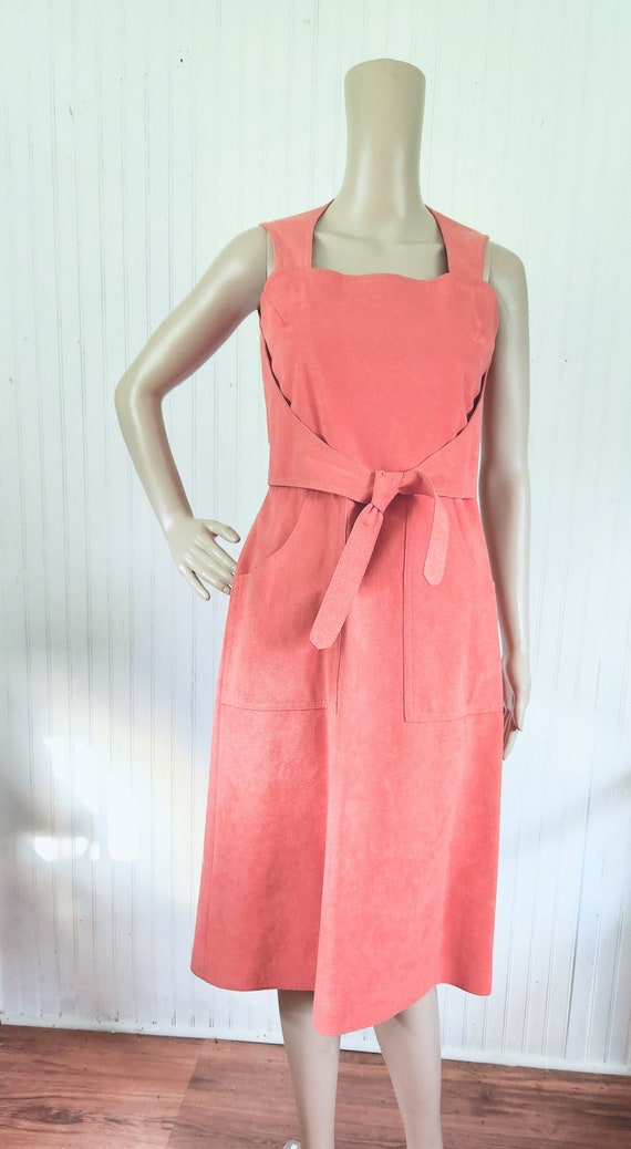 60s Coral UltraSuede Samuel Robert's Dress - image 5