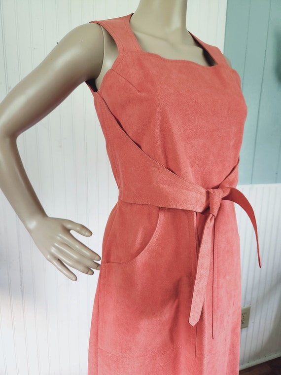 60s Coral UltraSuede Samuel Robert's Dress - image 7