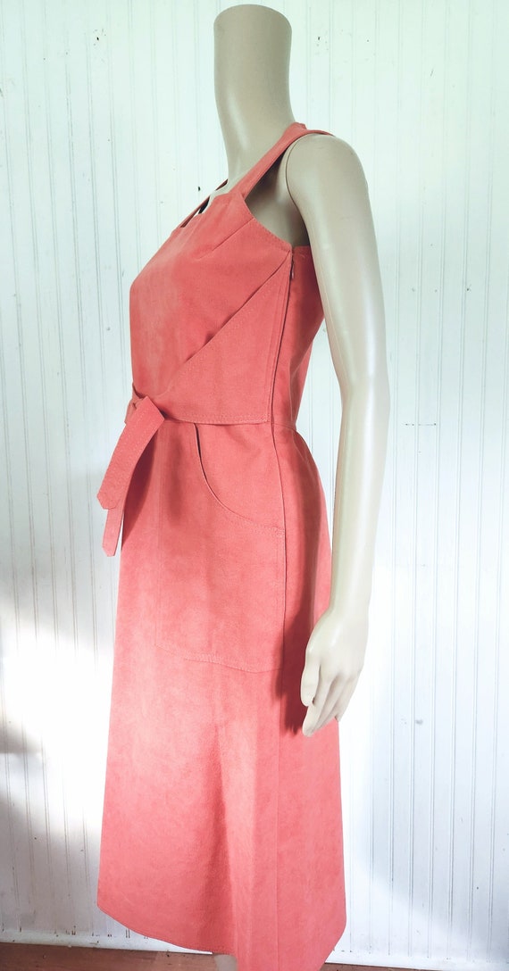 60s Coral UltraSuede Samuel Robert's Dress - image 4