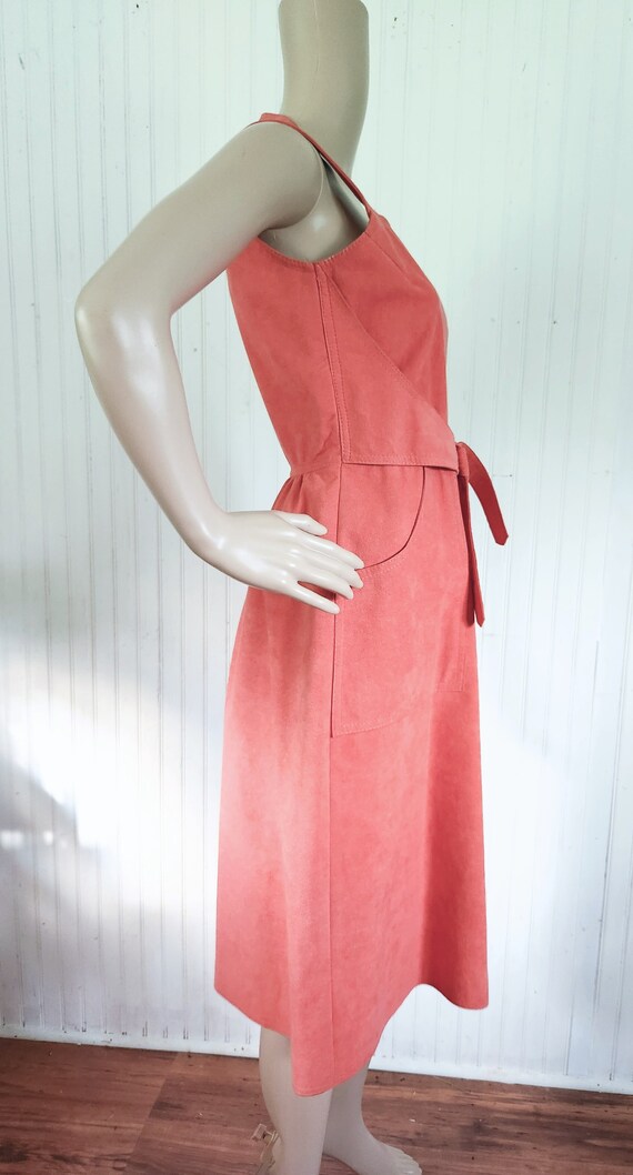 60s Coral UltraSuede Samuel Robert's Dress - image 3