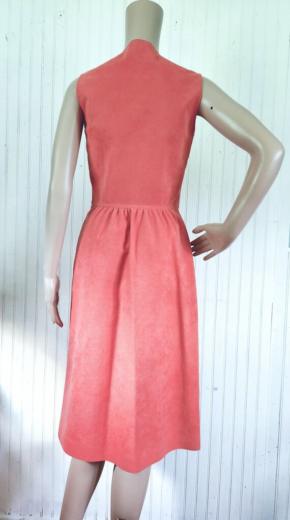 60s Coral UltraSuede Samuel Robert's Dress - image 6