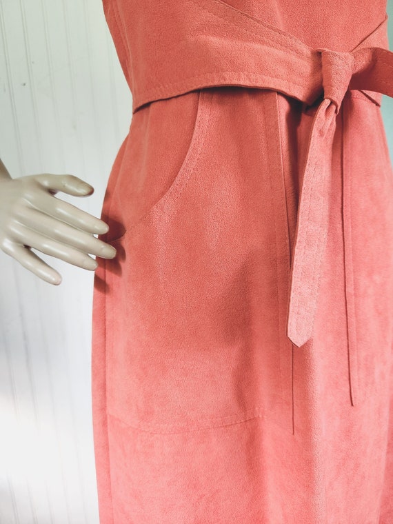 60s Coral UltraSuede Samuel Robert's Dress - image 2