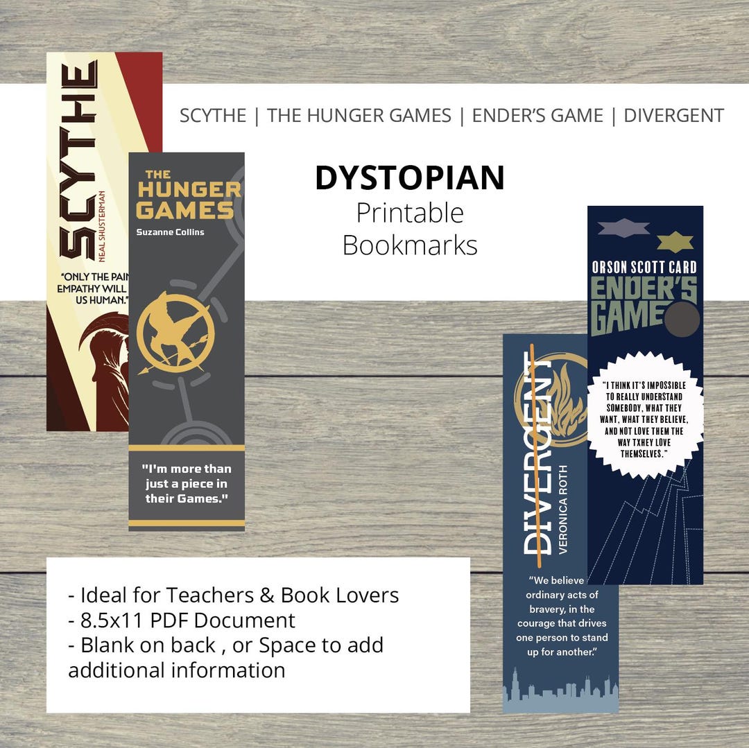 Dystopian Bookmarks: PDF Printable - Etsy