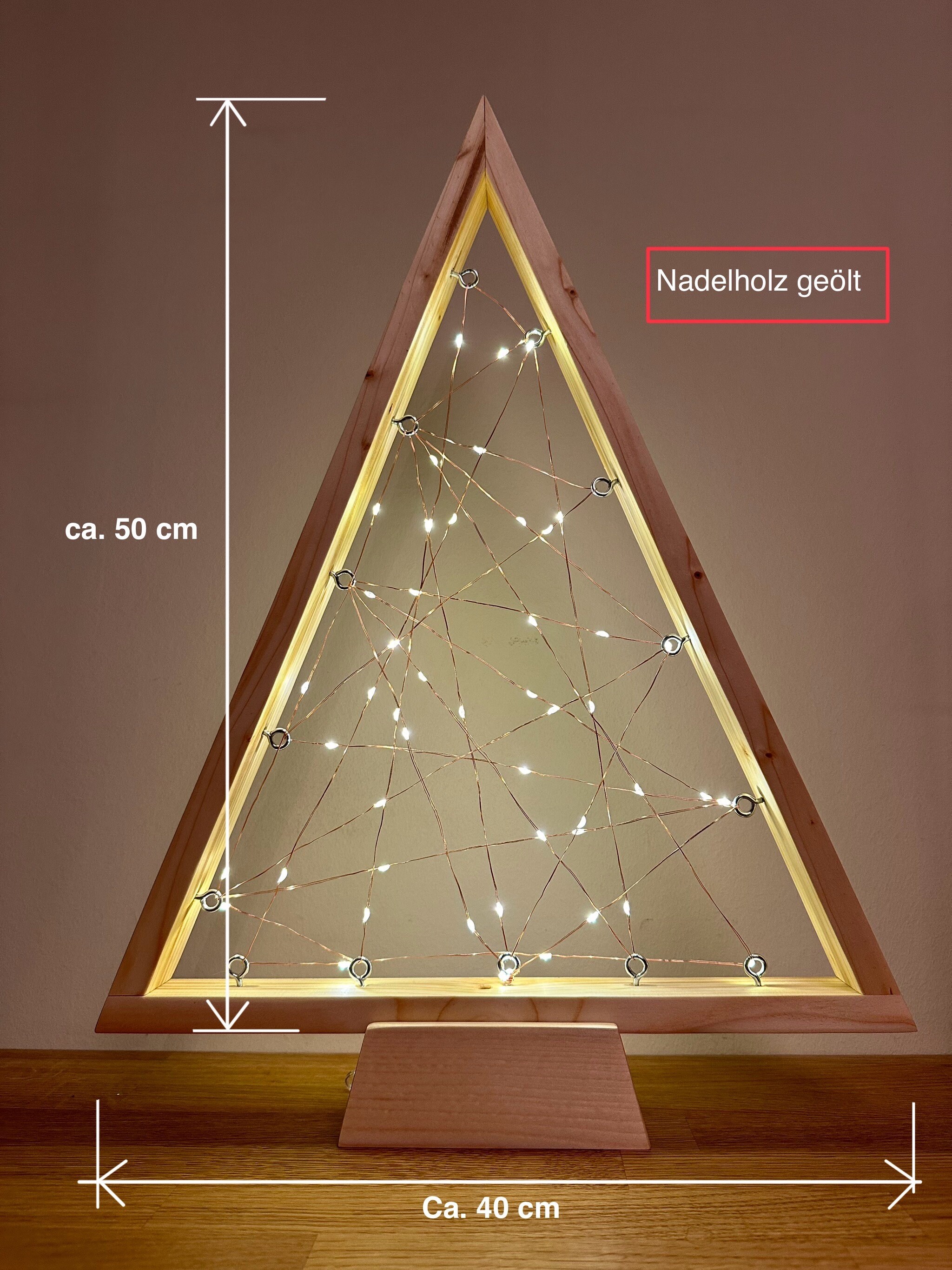 Weihnachtsbaum aus Holz mit Lichterkette, LEDHolztanne Etsy.de