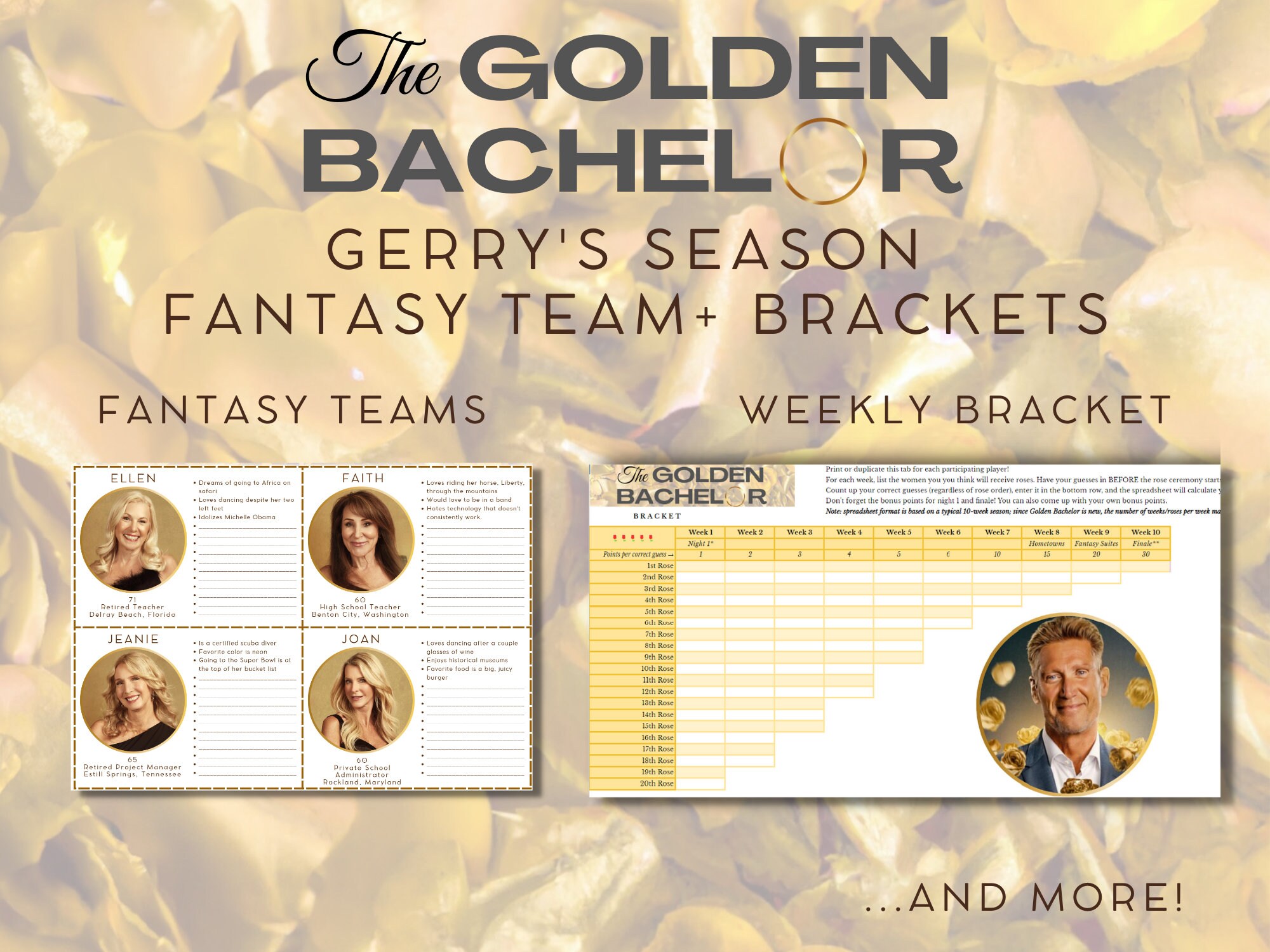 The Golden Bachelor Bracket & Fantasy League Gerry (Download Now) Etsy