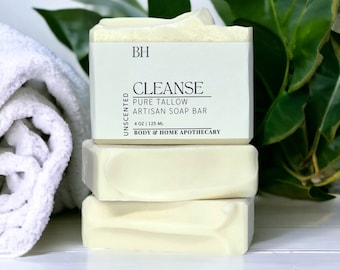 Pure | Tallow Soap Bar | sensitive skin soap | acne soap | eczema soap | baby soap | all natural soap | FREE SHIPPING | stocking stuffer