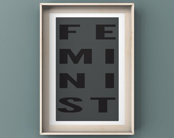 FEMINIST printable word art, digital download, digital poster