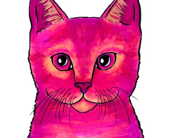 Cheshire Cat Colorful Print, Original Art