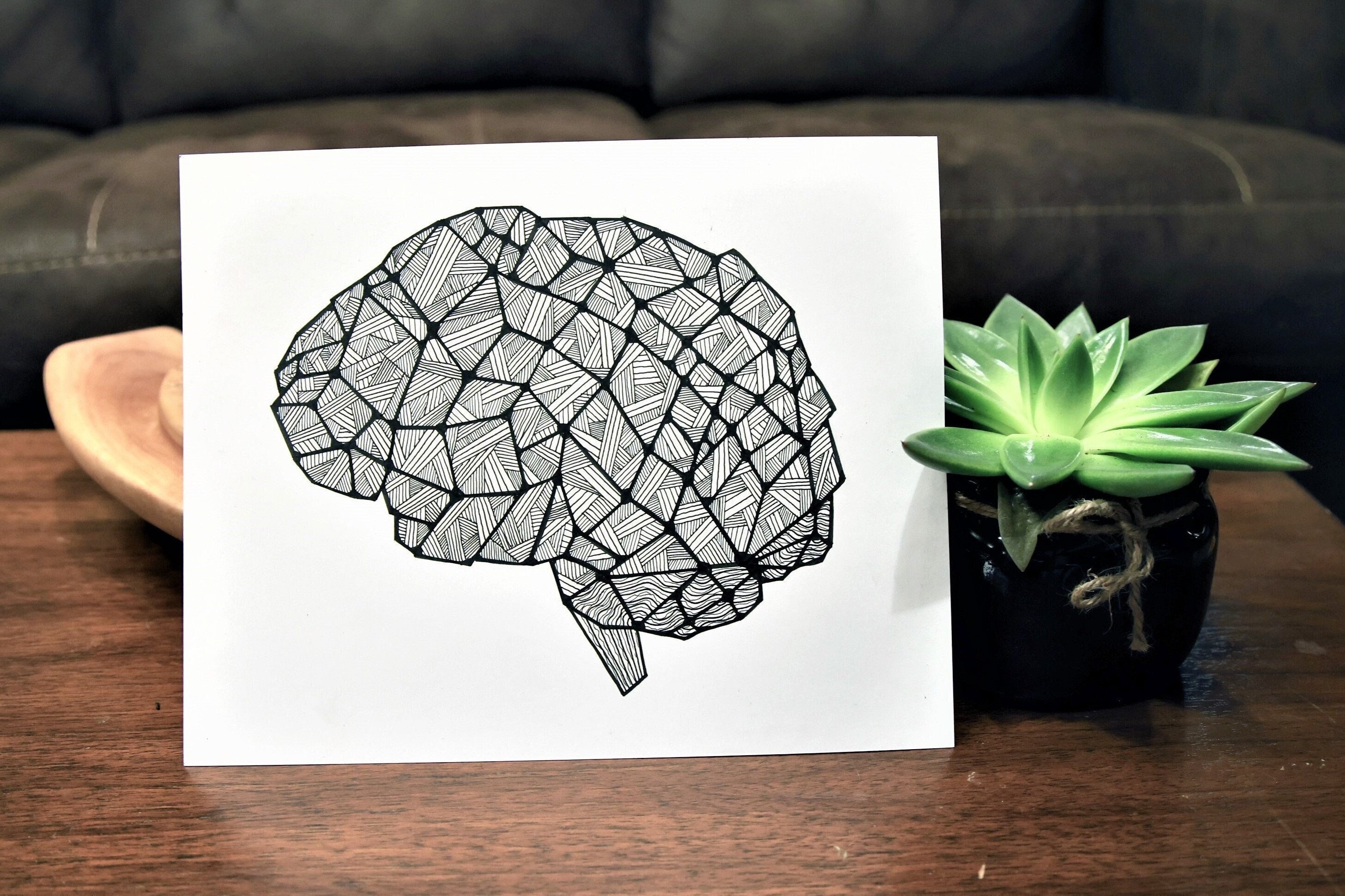 Geometric Brain, Original Print - Etsy