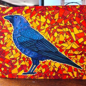 Raven, Colorful Geometric Original Art Print