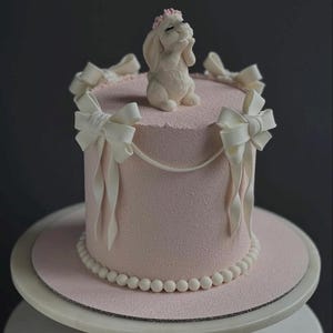 Decorazione per torta di compleanno a forma di coniglietto in pasta di zucchero, decorazione per torta di coniglio, decorazione per torta di battesimo