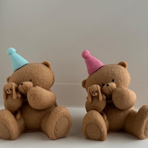 Fondant set of two gender reveal teddy bears cake topper , bear cake topper , teddy cake topper , baby shower