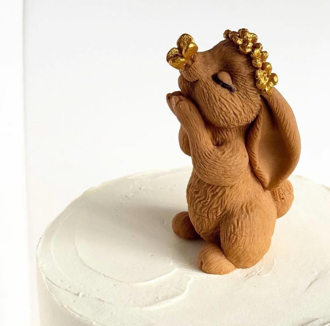 Rabbit Topper Fondant Bunny Cake Topper: Edible Rabbit Decoration - Etsy