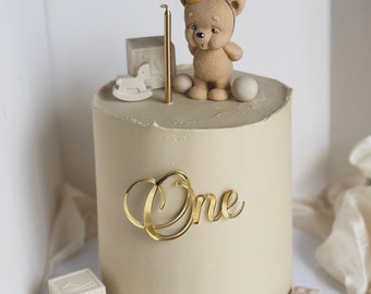 Décoration de gâteau fondant ours en peluche, ours soufflant une bougie