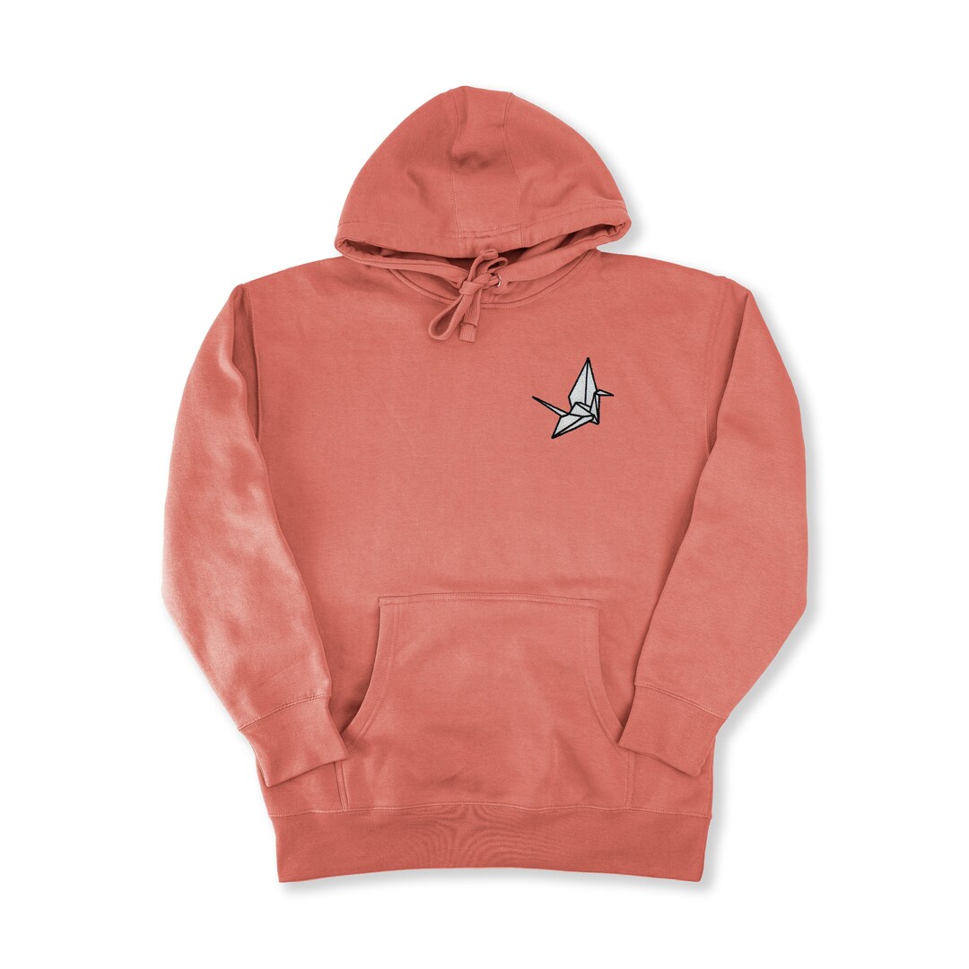 Paper Crane Embroidered Hoodie - Origami Embroidery, Origami