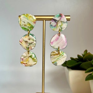 Confetti Multicolor Polymer Clay Earrings, Lightweight, Dangle Earrings, Handmade, Statement Earrings, Clay Jewelry, Gifts for Women