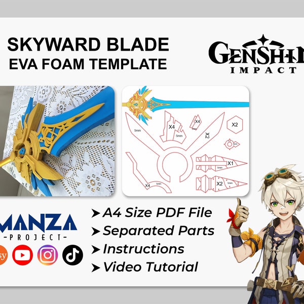 Skyward Blade - Genshin Impact Cosplay Prop - Digital Template Pattern