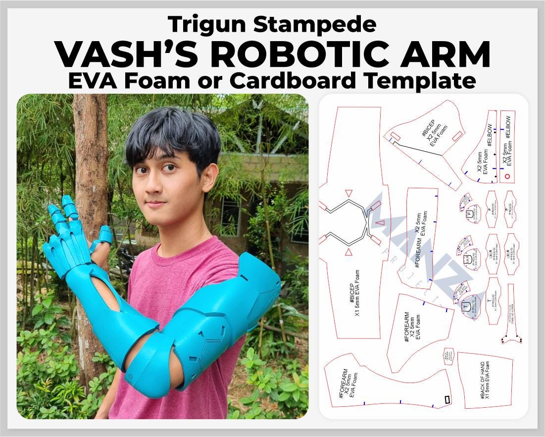 Vash The Stampede Robotic Arm - Vash The Stampede Cosplay Prop - Digital Template Pattern