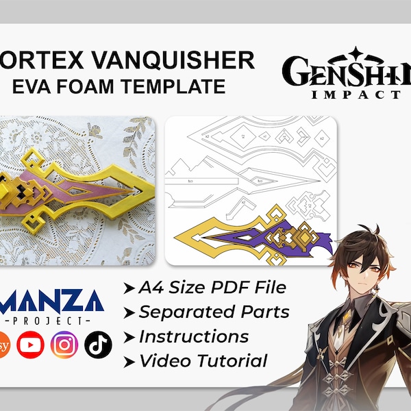 Vortex Vanquisher - Genshin Impact Cosplay Prop - Digital Template Pattern